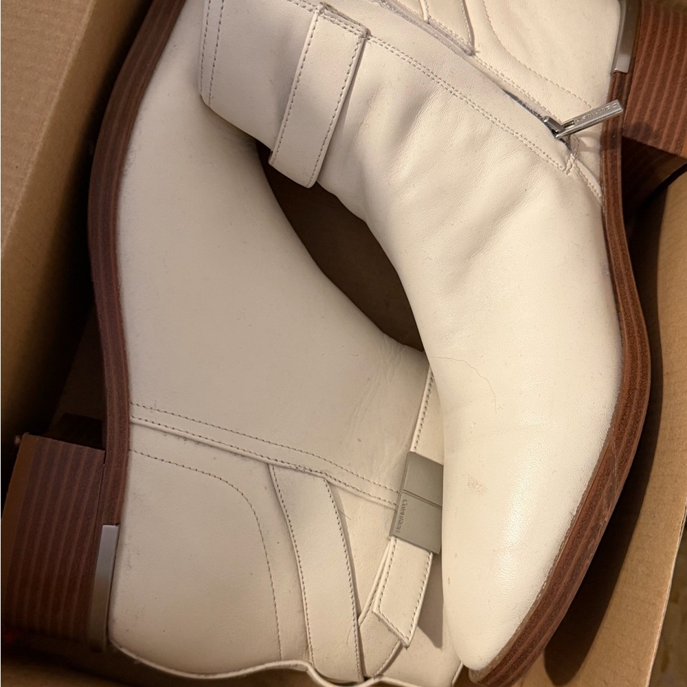 White Leather Ankle Boots